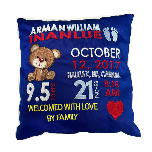 custom birth announcement pillow