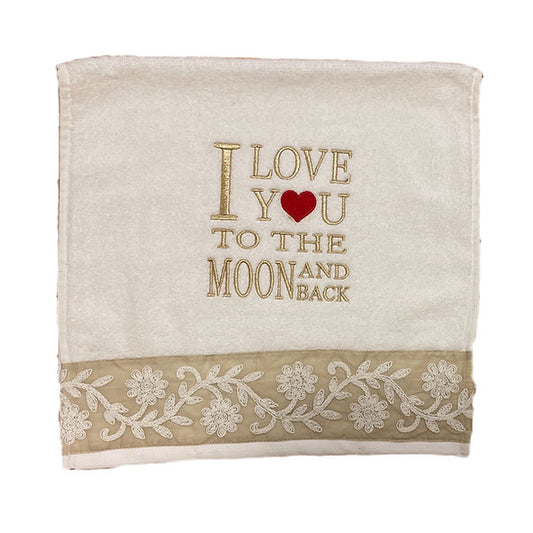 To the Moon and Back Embroidered Hand Towel