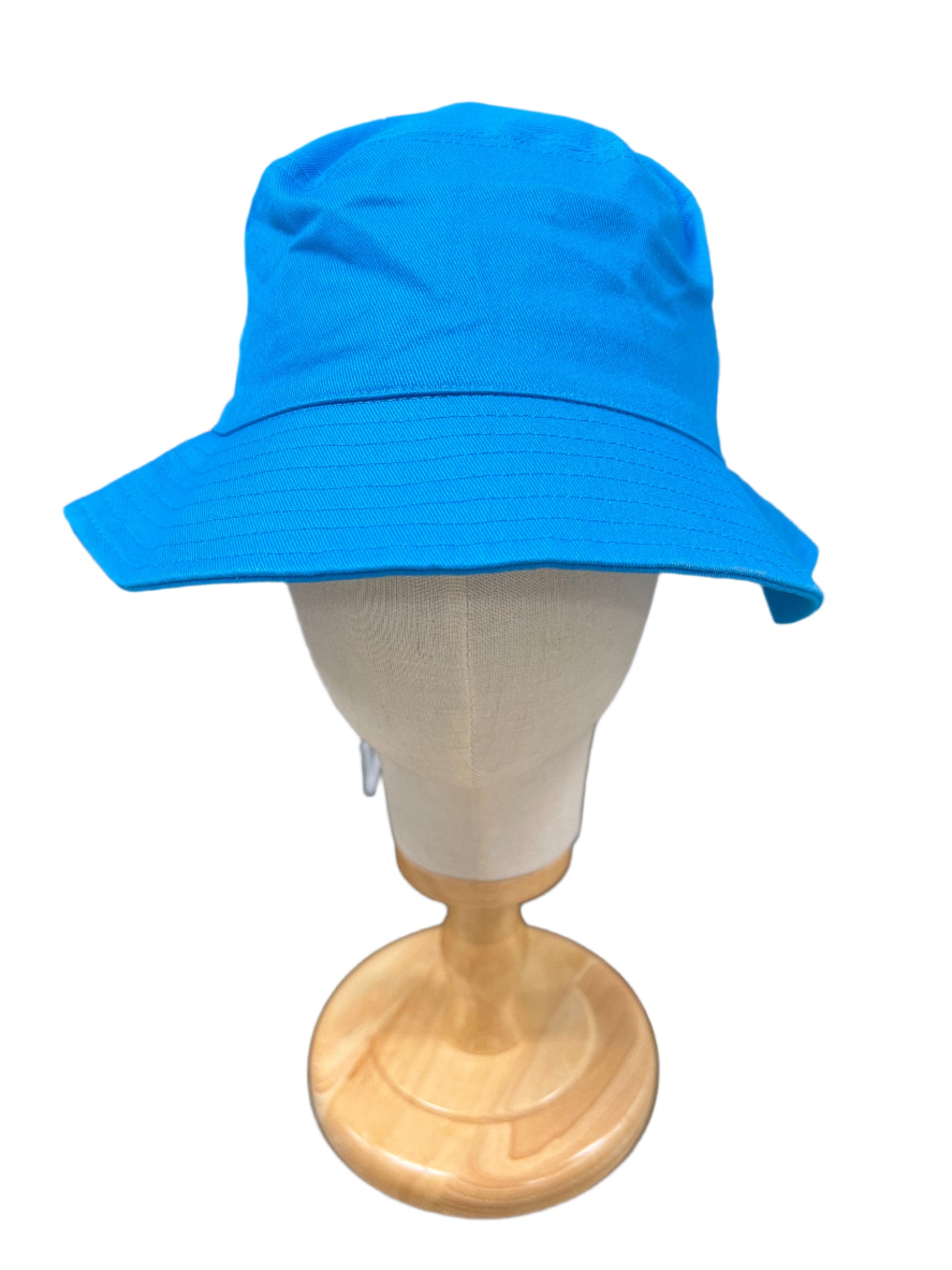 blue bucket hat on display mannequin