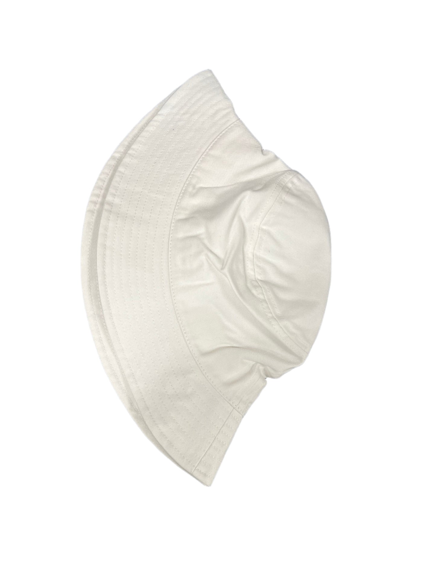 white bucket hat flat lay